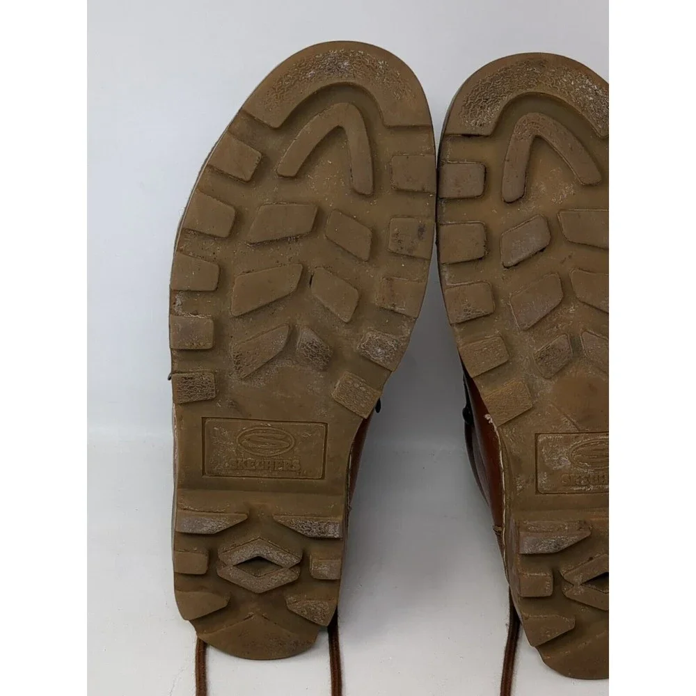Vintage Y2K Skechers Chunky Ankle‎ Boots Leather Lace Up Brown Shoes Mens Size 9